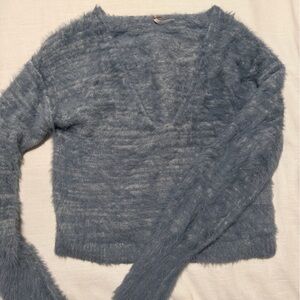 Free People Dusty Blue Fuzz Sweater